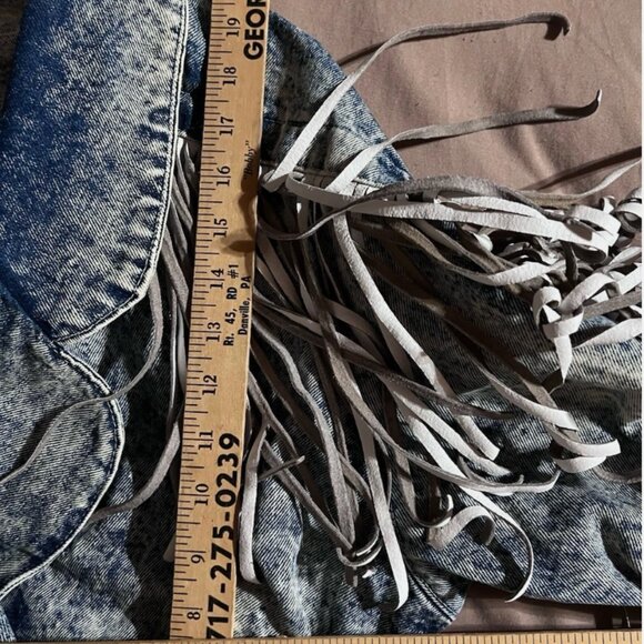 Outerwear by Phoenix Vintage Acid Washed Distressed Fringe Denim Jean Jacket - Picture 3 of 8